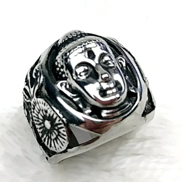 Buddha Ring Stainless Steel Hypoallergenic Unisex Ring - Picture 5 of 14